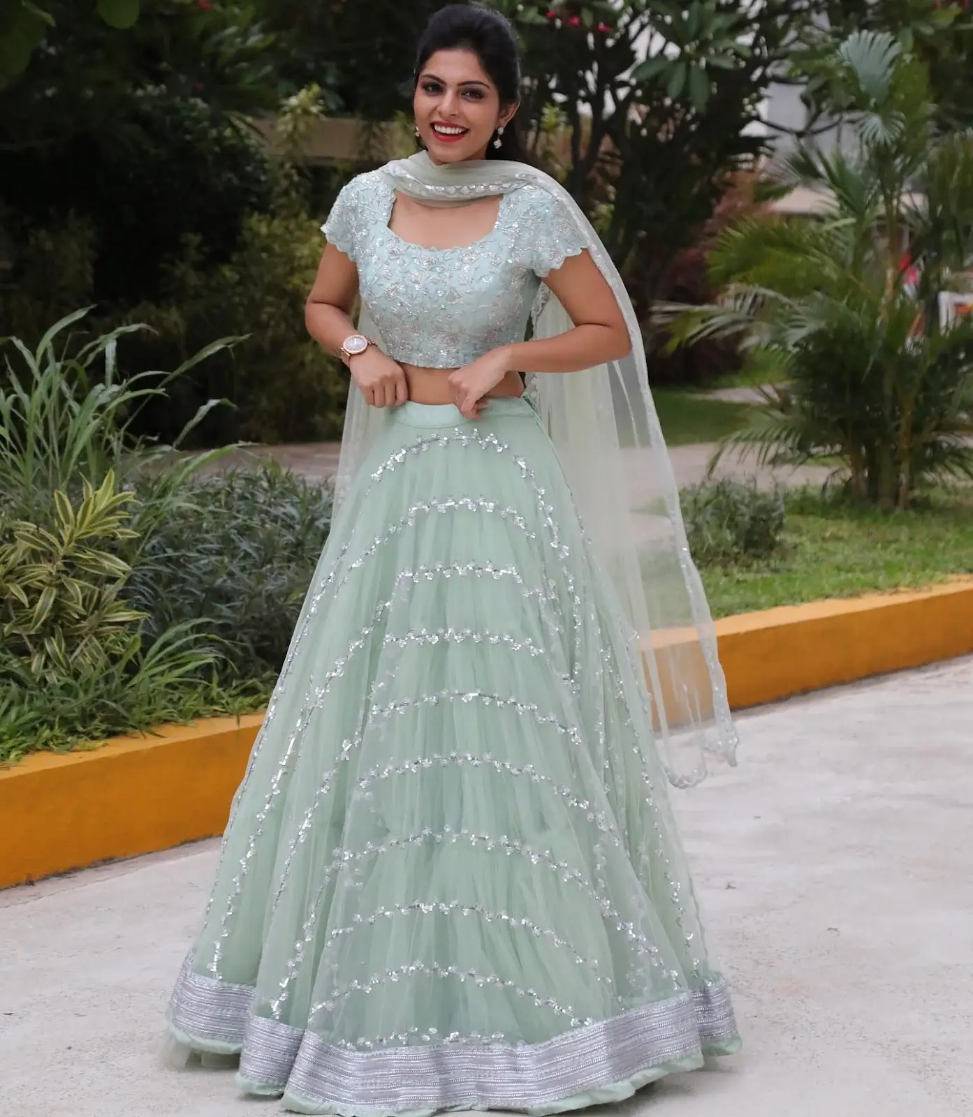 Mounika Reddy in Traditional Blue Lehenga Choli